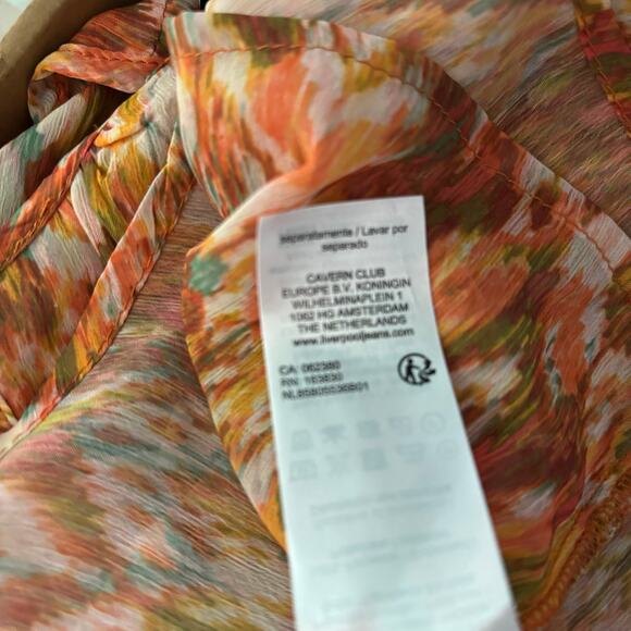 Liverpool Los Angeles Shirred Tie Front Blouse Sleeveless Top M Granola Sheer - Picture 9 of 14